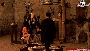 blonde and brunette sluts in lesbian anal threesome with glass dildos