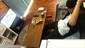 Japanese Girlfriend Licks Boyfriend’s Cock Right After He Returns