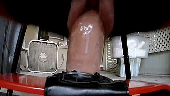 Sam rides big dildo close up for Sid's enjoyment