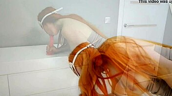 Red head masturbation show with pink toy and anal plug?