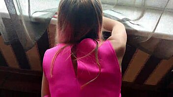 Amateur babe sensually sucks and rides cock doggystyle after classes