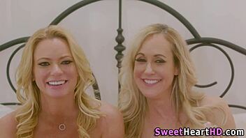 Busty lesbian milf eaten out in stockings.