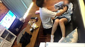 Japanese Girlfriend Licks Boyfriend’s Cock Right After He Returns