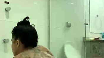 Dirty bathroom solo masturbation session by hot brunette Bia