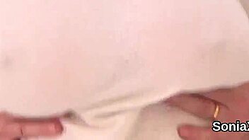 British bride sonia spreads legs, flaunting big tits in cheating masturbation fetish.