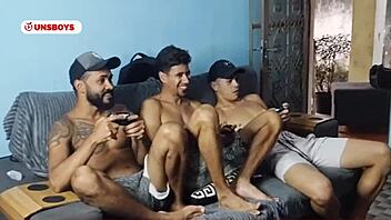 Curious Friend Fucks Two Guys With Big Ass In Hardcore Bareback Riding