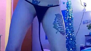 a sexy webcam striptease with clothes ripped
