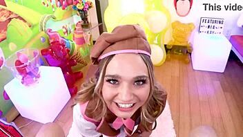 mia kay sucks huge cock pov, swallows huge load! no hands wow!