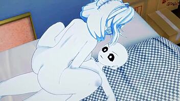 Blowjob and anal sex with a female character in Undertale - Hentai