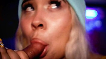 A college girl gives a deepthroat blowjob to her father's friend