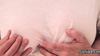 British bride sonia spreads legs, flaunting big tits in cheating masturbation fetish.