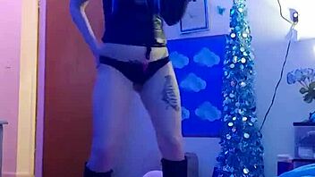 a sexy webcam striptease with clothes ripped