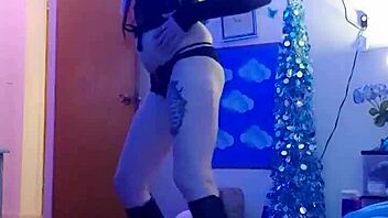 a sexy webcam striptease with clothes ripped