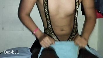 Amateur woman gives a blowjob to a black man at night