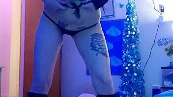 a sexy webcam striptease with clothes ripped