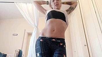 Natural tits bounce and sway during a workout montage