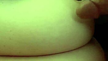 Jerking my cock on my wife's amazing natural 42F tits