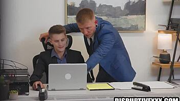 Hot gay sex in the office with monster cock sucking?