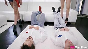 trashy biker stepmoms swap stepsons for licking!