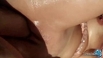 slutty blonde fists her ass and pussy while sucking monster cock