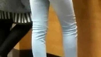 hidden teen 18+ ass and legs caught in tight jeans