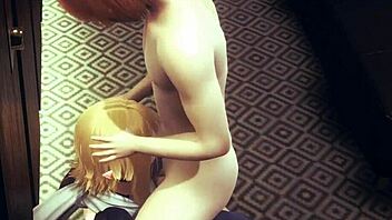 Yaoi femboy Zelda gives Link handjob and blowjob in anime.