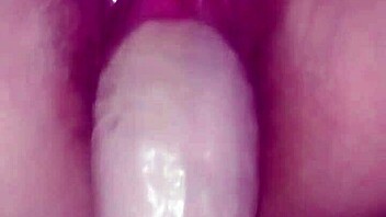 she fingers her tight wet pussy while i stuff her with a gigantic dildo, moaning loudly 😩