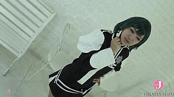 the asian japanese babe in cute cosplay takes her time in the studio, sigh!