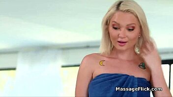 Bold masseuse double penetrated by horny clients in massage parlor