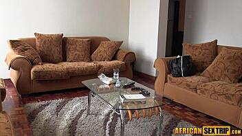 african hot model performs deep throat on big cock