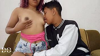 Passionate couple engages in doggy style until she reaches climax and ejaculates