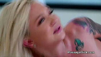 Bold masseuse double penetrated by horny clients in massage parlor