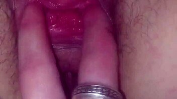 she fingers her tight wet pussy while i stuff her with a gigantic dildo, moaning loudly 😩
