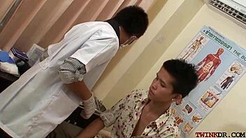 Slim Asian gets rimmed and pounded by doctor post-exam.
