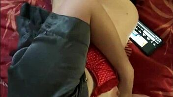 2133ip 9 16 - french amateur black leather pants satin grey shirt satin red outfit bra panties blowjob doggystyle fuck from behind pov