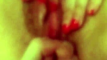 she fingers her tight wet pussy while i stuff her with a gigantic dildo, moaning loudly 😩