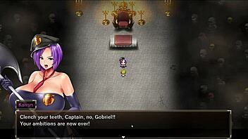 The final battle in Karryn's anime-style prison porn game, where she fights naked against the captain and gets stripped