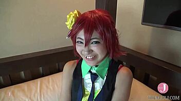 the asian japanese babe in cute cosplay takes her time in the studio, sigh!