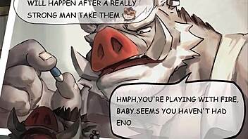 in the furry world, two gay characters engage in intense fucking with detailed actions and passion