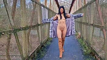 Outdoor exhibition of a nude woman