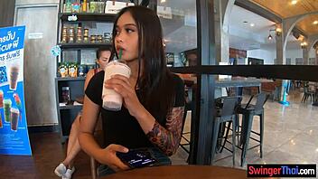 young thai cutie with big butt gives blowjob. amateur gets pussy fucked in steamy action.