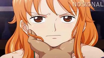 Nami's blowjob leads to mouthful cumshot in hentai anime