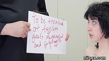 Sexy cutie taken in butt hole asylum for awkward treatment.