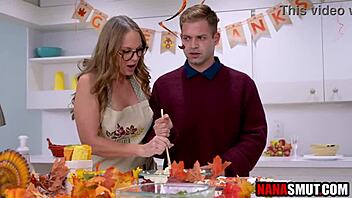 Young man enjoys threesome with mature stepmother and grandmother