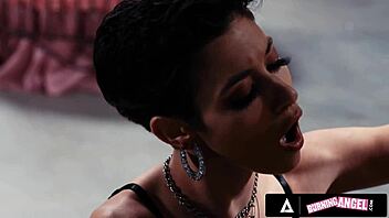 Gia Derza, tied up and brutally penetrated by Brooklyn Gray in an underground sex chamber