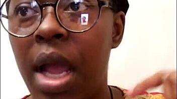 ebony milf masturbates solo