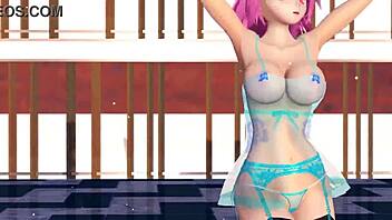 Pink cat touhou r 18 in lingerie