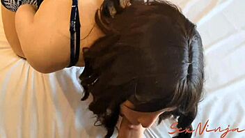 Step-mom helps in roleplay with monster cock