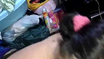 Milking huge dick for cum in mouth while deepthroating!