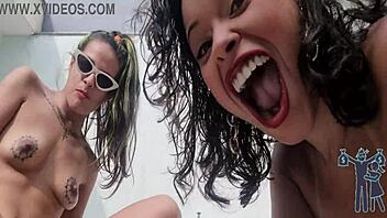 My American friend visits the wild Latina with ink and small breasts